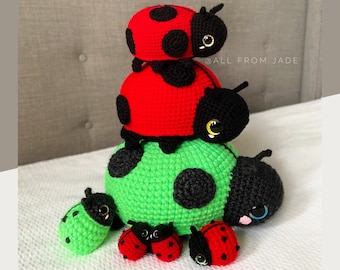 Crochet PATTERNS : Charlene the Mama Ladybug & her baby (English/French)