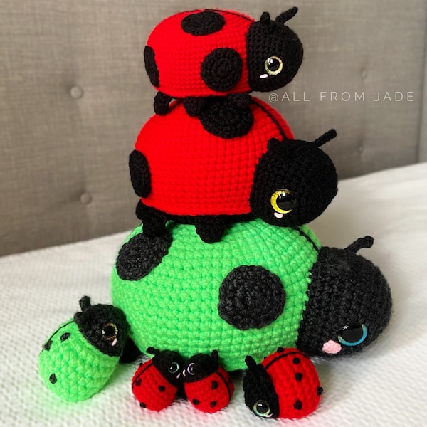 Crochet PATTERNS : Charlene the Mama Ladybug & her baby (English/French)