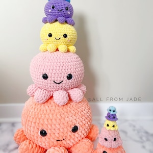 Crochet PATTERNS NO SEWING required: The Original Kawaii Octopus Family English/French image 10
