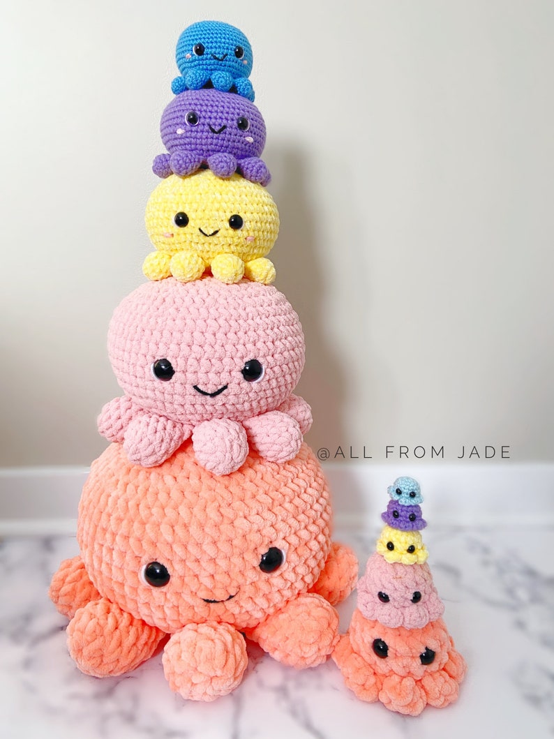 Crochet PATTERNS NO SEWING required: The Original Kawaii Octopus Family English/French image 10