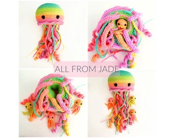Crochet PATTERN *NO SEWING required*: Melinda and Joanna the Jellyfish Moms and their babies (English/French)
