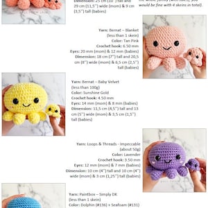 Crochet PATTERNS *NO SEWING required*: The Original Kawaii Octopus Family (English/French) image 9