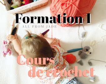 Online CROCHET LESSONS: Training 1 (for right-handed and left-handed people) in French