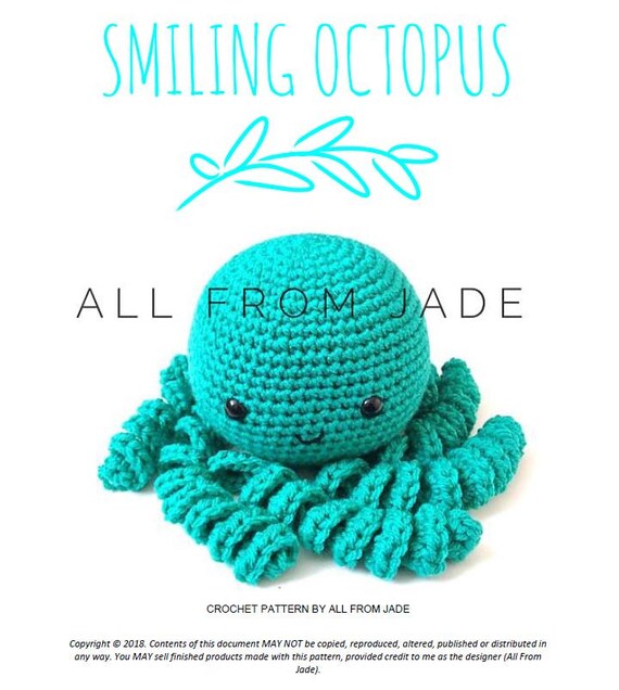 Patron Au Crochet Pieuvre Souriante Disponible En Francais Etsy