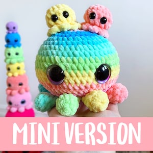 Crochet PATTERNS: The Mini Kawaii Octopus Family English/French image 1