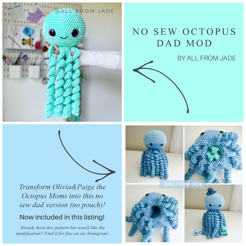 CROCHET PATTERNS : Olivia & Paige the Octopus Moms and their babies English/French image 2