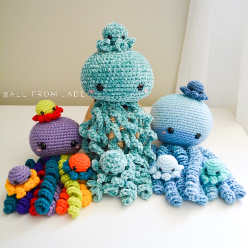 CROCHET PATTERNS : Olivia & Paige the Octopus Moms and their babies English/French image 3