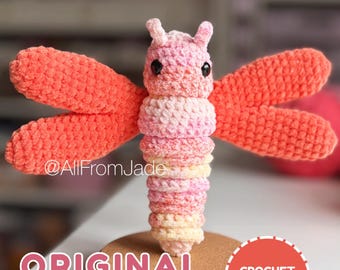 Crochet PATTERN: Dahlia the Dragonfly (English/French) - Fidget Amigurumi Tutorial