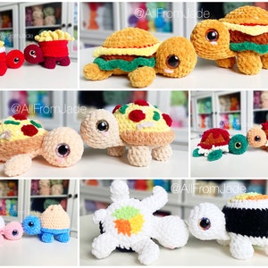 Crochet PATTERNS: Food Turtle Shells 6-pack (English/french)