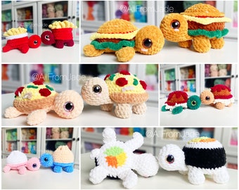 Crochet PATTERNS: Food Turtle Shells 6-pack (English/français) - Amigurumi Tutorial