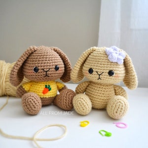 CROCHET PATTERNS : Fanny & Tommy the Bunnies available in English and French