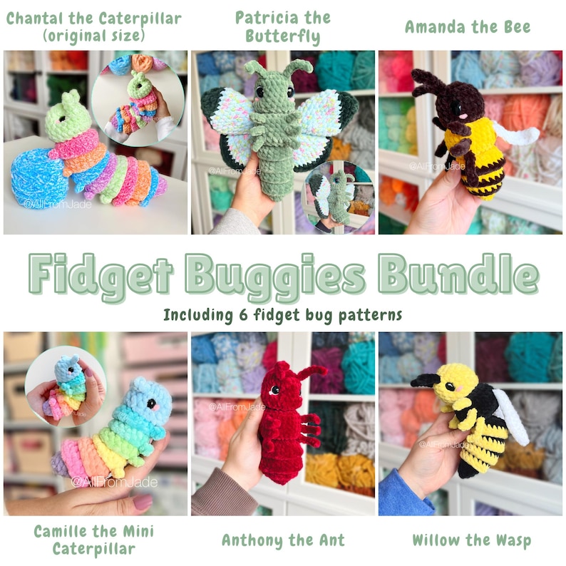 Virkmönster: Fidget Buggies-paket (engelska/franska) - Fidget Amigurumi-handledning bild 1