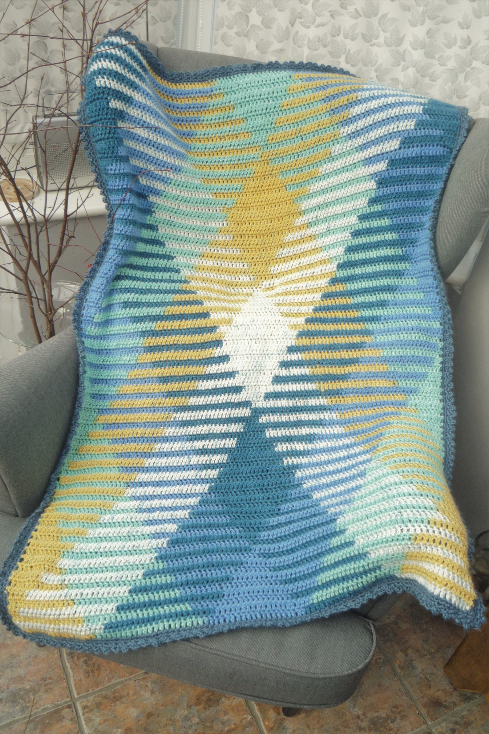 Handmade Crochet Geometric Diamond Design Blanket. Etsy