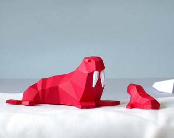 Walrus family, paper DIY project