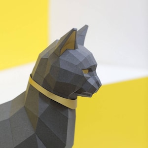 Black Cat Papercraft kit, PREMIUM Version with gold applications. Egypt Cat Goddess Bastet image 2