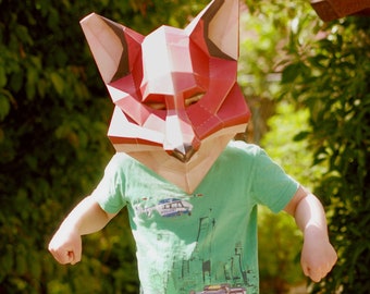 Fox mask, laser-cut papercraft kit, DIY project for stay-at-home times