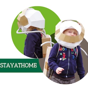 Astronauta Casco Lasercut Craft Project, Costume Alexander Gerst Astronaut mask Carnevale Lock-down Project, Stay-at-home Craft Bow