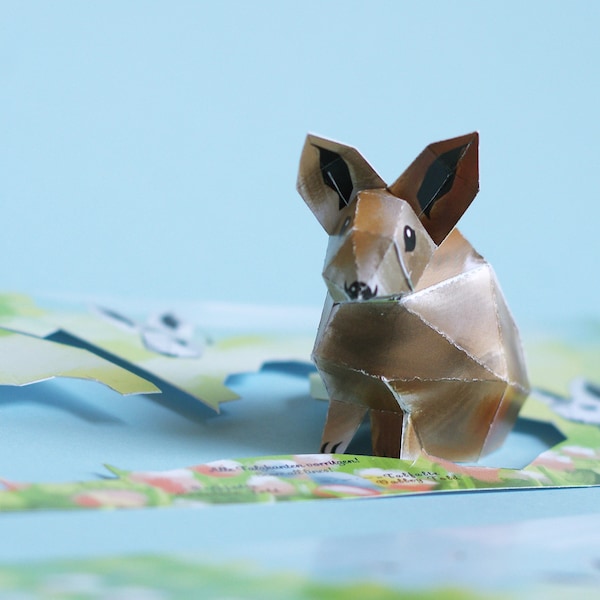 Postkarte "Osterhase" zum Selberbauen. Bastelbogen Mini-Kaninchen DIY 210x105mm Art-Edition