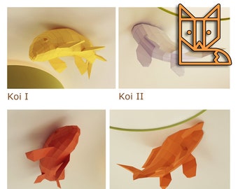 Ceiling Kois - Fish shoal, Papercraft Kit (4 Fishes)