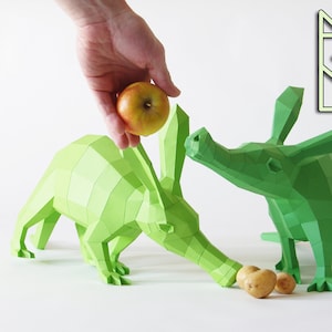 Aardvark paper antbear DIY papercraft models, Erwin & Annabell (MINI)