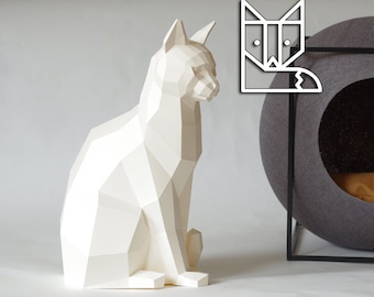 Hoja de artesanía para gatos sentados como kit de bricolaje de Paperwolf