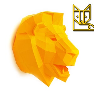 DIY papercraft template Lion Trophy head no. 4, 3D puzzle image 1