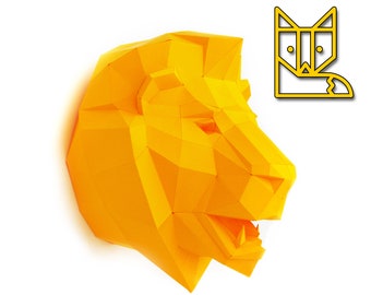 DIY papercraft template Lion Trophy head no. 4, 3D puzzle