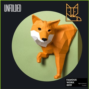 Little Fox Design Sculpture, DIY papercraft kit by Paperwolf