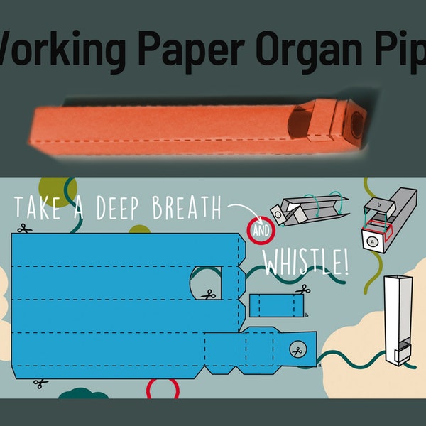 Postkarte mit funktionierender Pfeife als Bausatz - Orgelpfeife aus Papier, Papierorgel DIY - Mal tief Luftholen