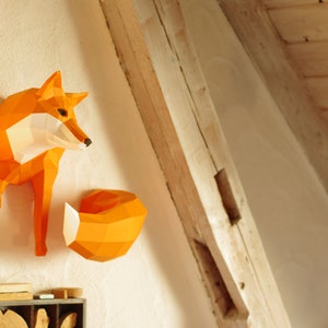 Little Fox Design Sculpture, DIY papercraft kit by Paperwolf image 4