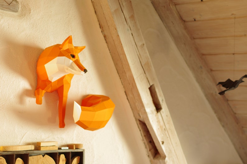 Little Fox Design Sculpture, DIY papercraft kit by Paperwolf image 4