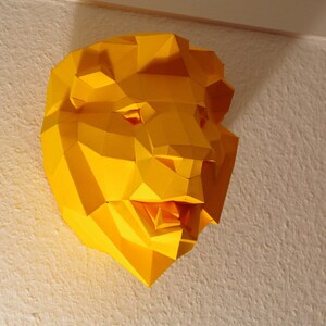 DIY papercraft template Lion Trophy head no. 4, 3D puzzle image 4