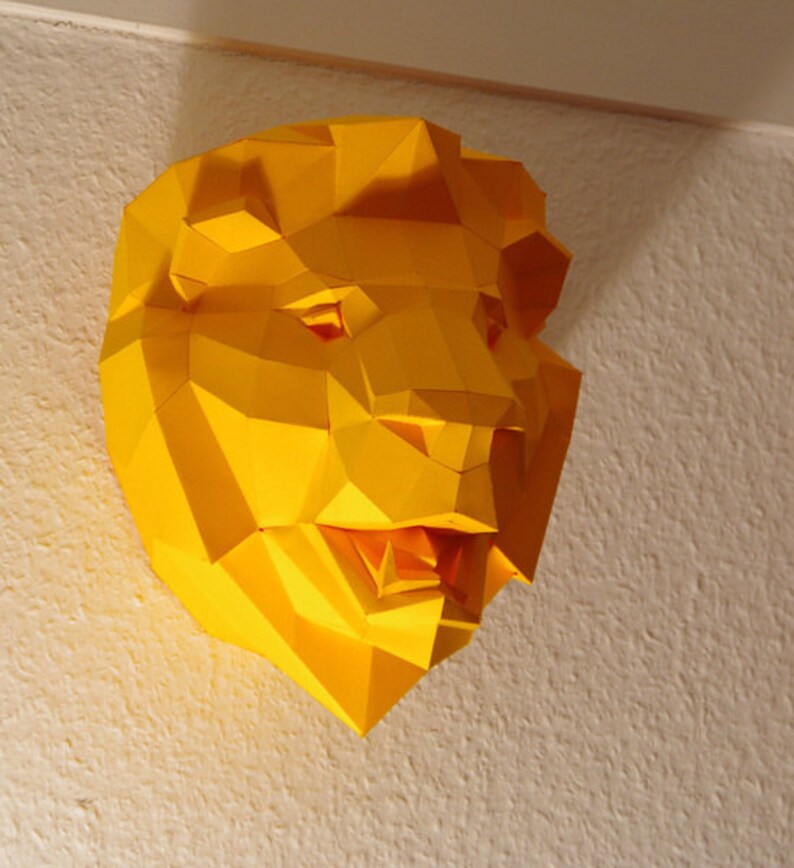 DIY papercraft template Lion Trophy head no. 4, 3D puzzle image 4