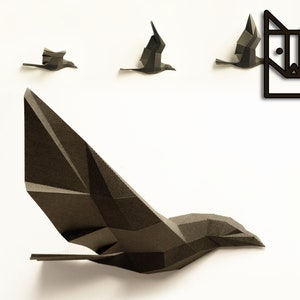 Paperwolf Flight of Birds Papercraft kit, Paper sculpture, 5 Birds PREMIUM image 1