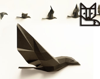 Paperwolf Flight of Birds Papercraft kit, Paper sculpture, 5 Birds PREMIUM