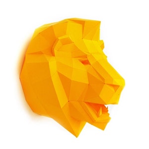 DIY papercraft template Lion Trophy head no. 4, 3D puzzle image 2