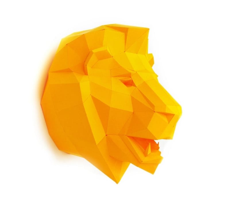 DIY papercraft template Lion Trophy head no. 4, 3D puzzle image 2