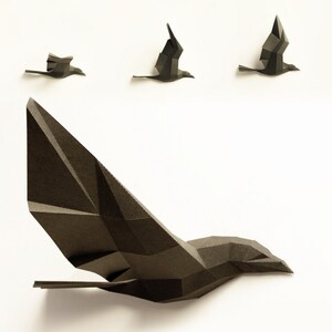 Paperwolf Flight of Birds Papercraft kit, Paper sculpture, 5 Birds PREMIUM image 2