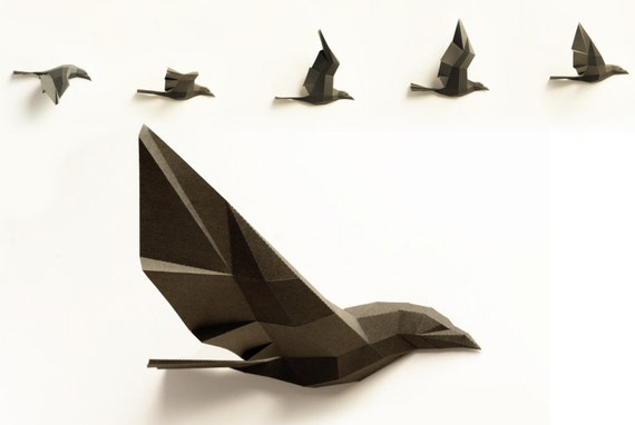 Paperwolf Vogelflug Bastelbogen 5 Vögel Zum Selberbauen Raben Krähen Premium