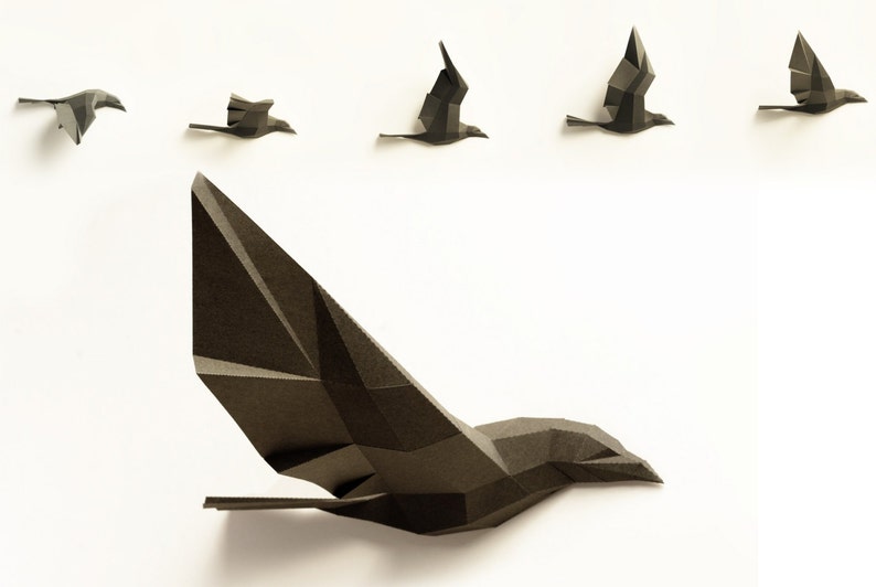 Paperwolf Flight of Birds Papercraft kit, Paper sculpture, 5 Birds PREMIUM image 2