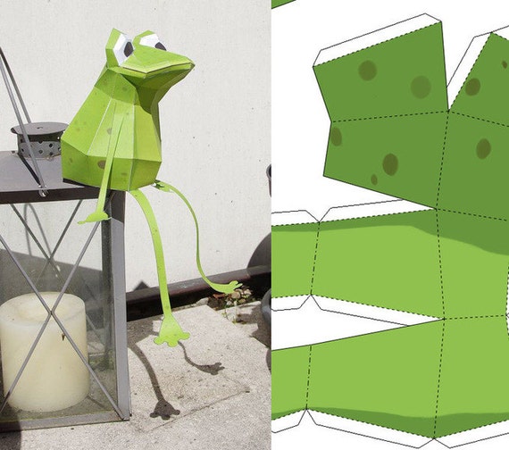 Papercraft Frog pdf 3D Puzzle Origami Sculpture Digital - Etsy