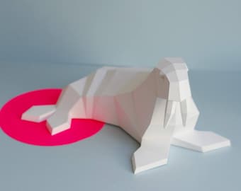 Walrus family, paper DIY project, PDF Ebook version, print yourself