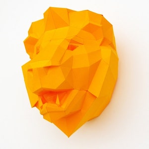 DIY papercraft template Lion Trophy head no. 4, 3D puzzle image 3