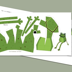 Carte postale « Mini Grenouille » à construire soi-même. Feuille de bricolage DIY 210 x 105 mm