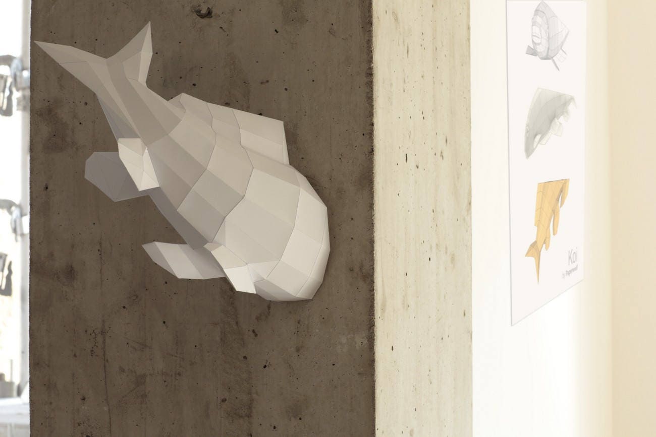 Paper Fish Interior Ceiling Kois Fish Shoal Papercraft Kit 2 Fishes | Etsy