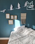 Flight of Birds Unicolor, DIY set with 5 birds. Chose your color, Lively wall sculpture animation. Geometric modern creative polygonal