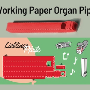 Carte postale avec le tuyau de travail comme kit - pipe d’organe faite de papier, DIY d’organe de papier - pipe préférée