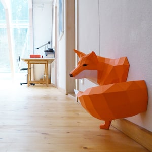 Little Fox Design Sculpture, DIY papercraft kit by Paperwolf image 5