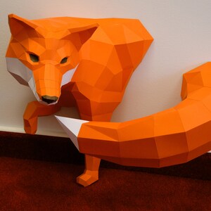 Little Fox Design Sculpture, DIY papercraft kit by Paperwolf image 9