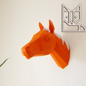 Horse Trophy, Papercraft Horse template, 3D Puzzle, diy horse, Paper horse image 1